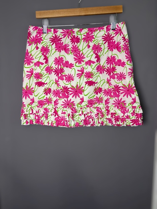 Lilly Pulitzer Dresses & Skirts - Lilly Pulitzer Pink White Floral Ruffle Hem Mini Skirt 6